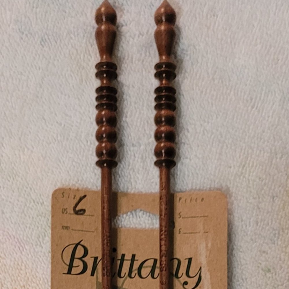 Vintage Brittany Wood Turned Knitting Needles